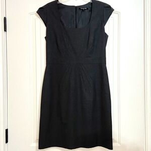 Gianni‎ Bini Dress Sz 10 Grey Cap Sleeve Sheath Corpcore Career Minimalist